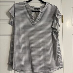 Adrianna Papell Black and White Striped Blouse